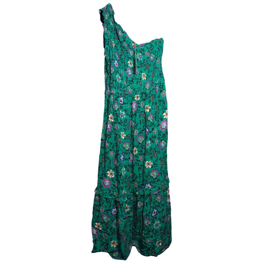 NWT Knox Rose Floral Maxi Dress Green Teal Boho Tiered Medium